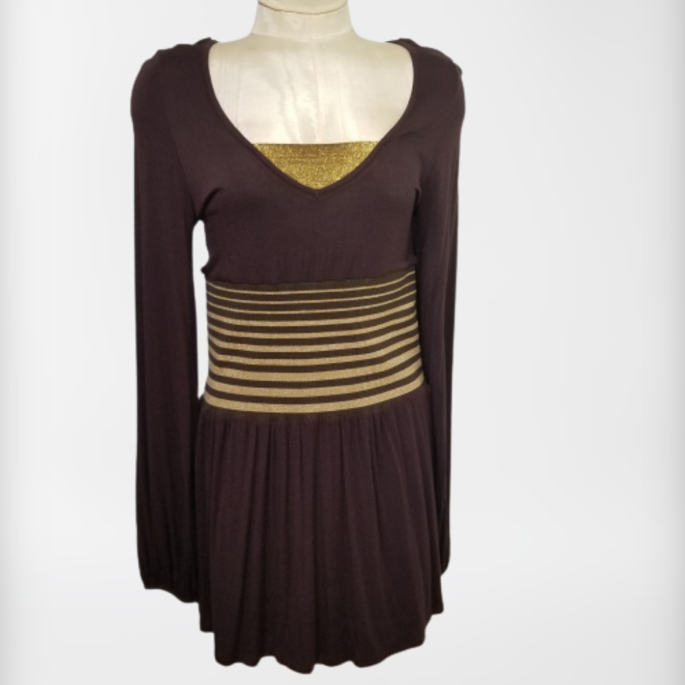Brown mini dress. Size small. Like new. Long sleev
